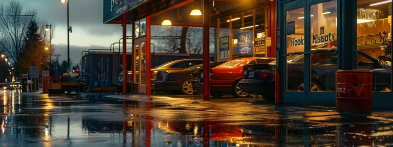 vibrant image of a car detailer's shop with gleaming vehicles parked outside, prominently displayed on google maps.