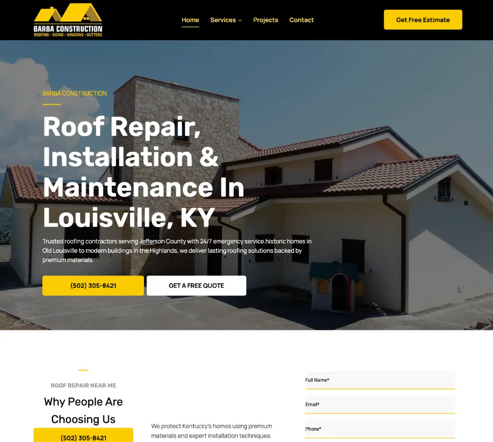 barba-construction A roofing services website