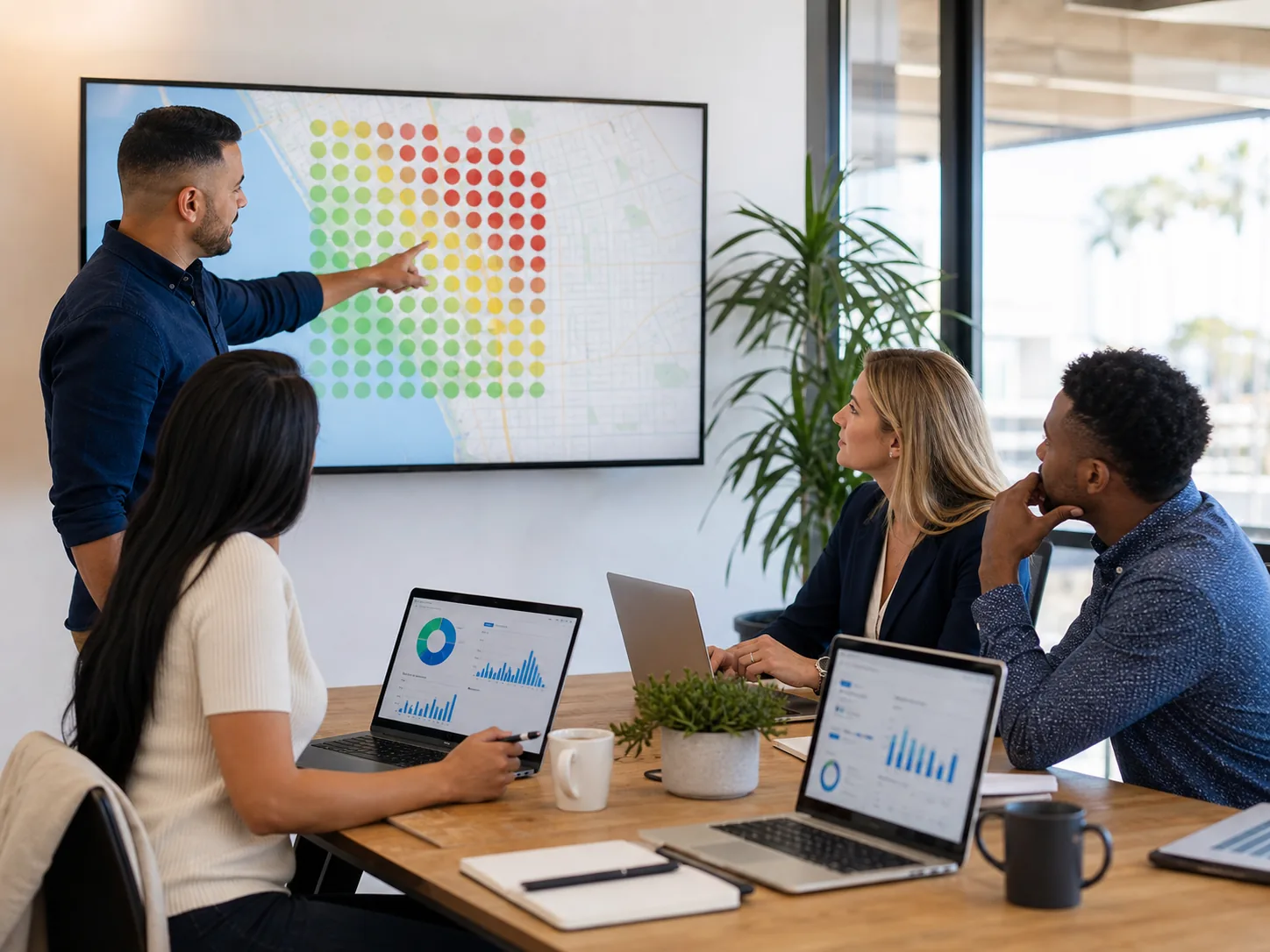 Concept image of a strategy team reviewing a local GeoGrid