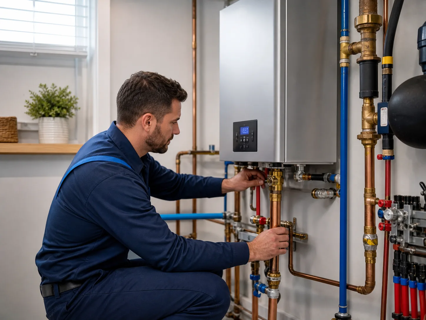 Concept image of a water heater installation